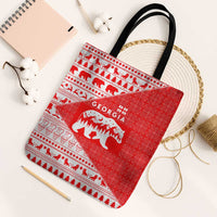 Georgia Christmas Tote Bag with Bear Mountains Forest Pattern and Traditional Georgian Design - Wonder Print Shop