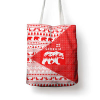 Georgia Christmas Tote Bag with Bear Mountains Forest Pattern and Traditional Georgian Design - Wonder Print Shop