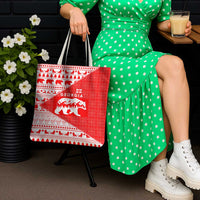 Georgia Christmas Tote Bag with Bear Mountains Forest Pattern and Traditional Georgian Design - Wonder Print Shop