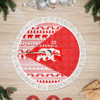 Georgia Christmas Tree Skirt with Bear Mountains Forest Pattern and Traditional Georgian Design - Wonder Print Shop