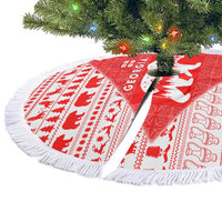 Georgia Christmas Tree Skirt with Bear Mountains Forest Pattern and Traditional Georgian Design - Wonder Print Shop