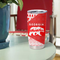 Georgia Christmas Tumbler Cup with Bear Mountains Forest Pattern and Traditional Georgian Design - Wonder Print Shop