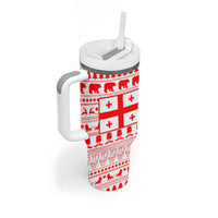 Georgia Christmas Tumbler With Handle with Bear Mountains Forest Pattern and Traditional Georgian Design - Wonder Print Shop