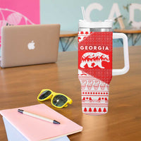 Georgia Christmas Tumbler With Handle with Bear Mountains Forest Pattern and Traditional Georgian Design - Wonder Print Shop