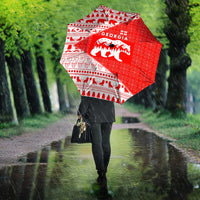 Georgia Christmas Umbrella with Bear Mountains Forest Pattern and Traditional Georgian Design - Wonder Print Shop