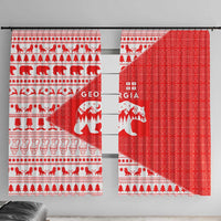 Georgia Christmas Window Curtain with Bear Mountains Forest Pattern and Traditional Georgian Design - Wonder Print Shop