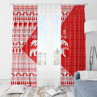 Georgia Christmas Window Curtain with Bear Mountains Forest Pattern and Traditional Georgian Design - Wonder Print Shop