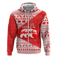 Georgia Christmas Zip Hoodie with Bear Mountains Forest Pattern and Traditional Georgian Design - Wonder Print Shop