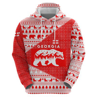 Georgia Christmas Zip Hoodie with Bear Mountains Forest Pattern and Traditional Georgian Design - Wonder Print Shop