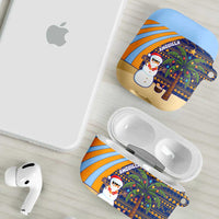 Anguilla Christmas AirPods Case with Snowman Palm Tree Ornaments Coconut Drink and Island Pattern Design - Wonder Print Shop