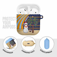 Anguilla Christmas AirPods Case with Snowman Palm Tree Ornaments Coconut Drink and Island Pattern Design - Wonder Print Shop