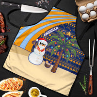 Anguilla Christmas Apron with Snowman Palm Tree Ornaments Coconut Drink and Island Pattern Design - Wonder Print Shop