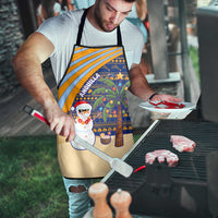 Anguilla Christmas Apron with Snowman Palm Tree Ornaments Coconut Drink and Island Pattern Design - Wonder Print Shop