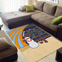 Anguilla Christmas Area Rug with Snowman Palm Tree Ornaments Coconut Drink and Island Pattern Design - Wonder Print Shop