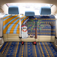 Anguilla Christmas Back Car Seat Cover with Snowman Palm Tree Ornaments Coconut Drink and Island Pattern Design - Wonder Print Shop