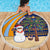 Anguilla Christmas Beach Blanket with Snowman Palm Tree Ornaments Coconut Drink and Island Pattern Design - Wonder Print Shop