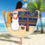 Anguilla Christmas Beach Blanket with Snowman Palm Tree Ornaments Coconut Drink and Island Pattern Design - Wonder Print Shop