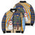Anguilla Christmas Bomber Puffer Jacket with Snowman Palm Tree Ornaments Coconut Drink and Island Pattern Design - Wonder Print Shop