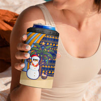 Anguilla Christmas 4 in 1 Can Cooler Tumbler with Snowman Palm Tree Ornaments Coconut Drink and Island Pattern Design - Wonder Print Shop