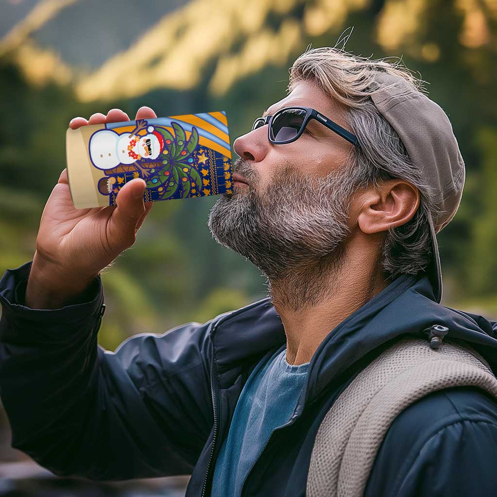 Anguilla Christmas 4 in 1 Can Cooler Tumbler with Snowman Palm Tree Ornaments Coconut Drink and Island Pattern Design - Wonder Print Shop