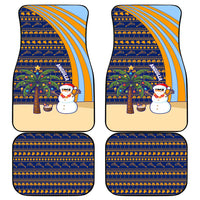 Anguilla Christmas Car Mats with Snowman Palm Tree Ornaments Coconut Drink and Island Pattern Design - Wonder Print Shop