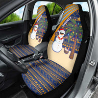 Anguilla Christmas Car Seat Cover with Snowman Palm Tree Ornaments Coconut Drink and Island Pattern Design - Wonder Print Shop