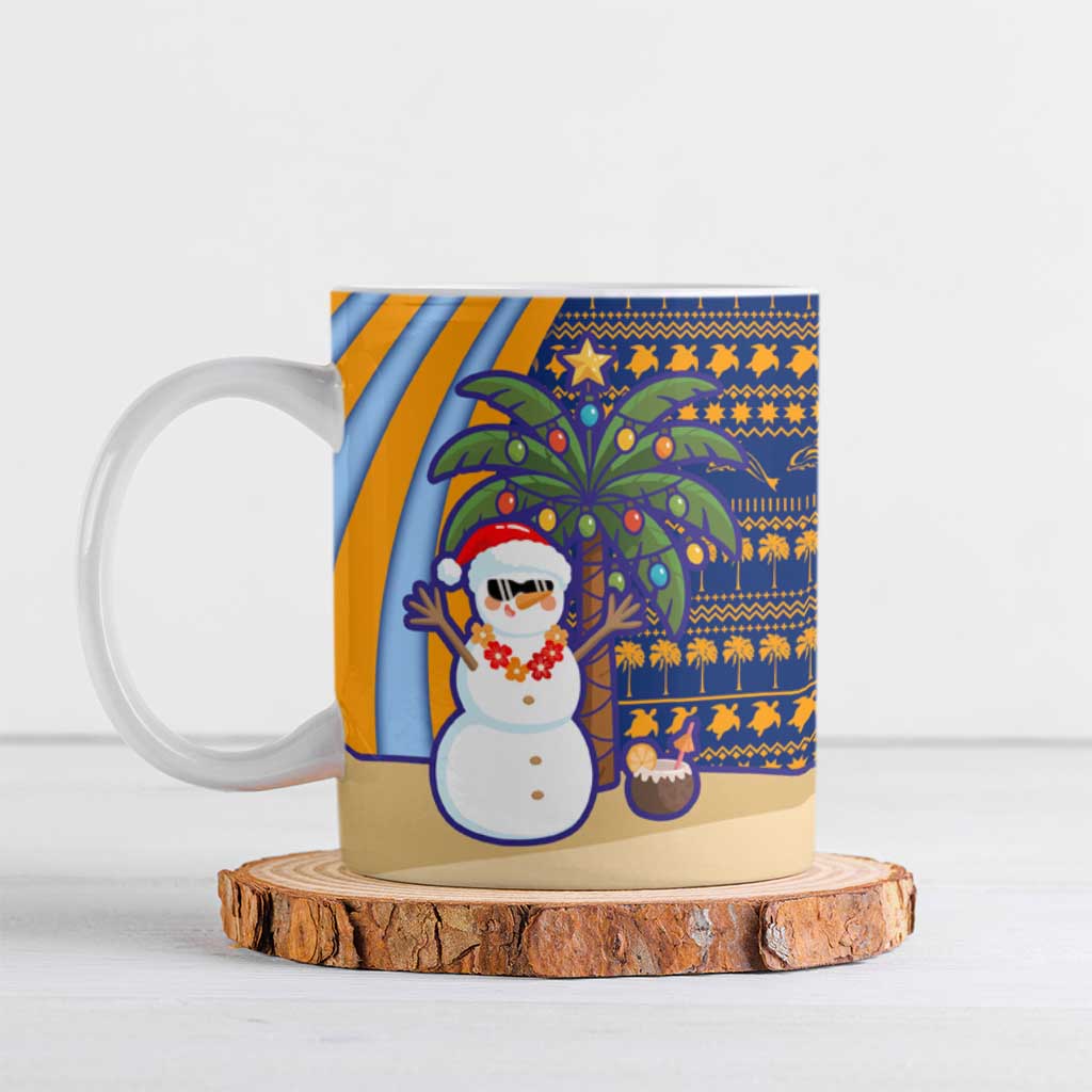 Anguilla Christmas Ceramic Mug with Snowman Palm Tree Ornaments Coconut Drink and Island Pattern Design - Wonder Print Shop