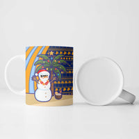 Anguilla Christmas Ceramic Mug with Snowman Palm Tree Ornaments Coconut Drink and Island Pattern Design - Wonder Print Shop
