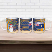 Anguilla Christmas Ceramic Mug with Snowman Palm Tree Ornaments Coconut Drink and Island Pattern Design - Wonder Print Shop