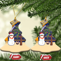 Anguilla Christmas Ceramic Ornament with Snowman Palm Tree Ornaments Coconut Drink and Island Pattern Design - Wonder Print Shop