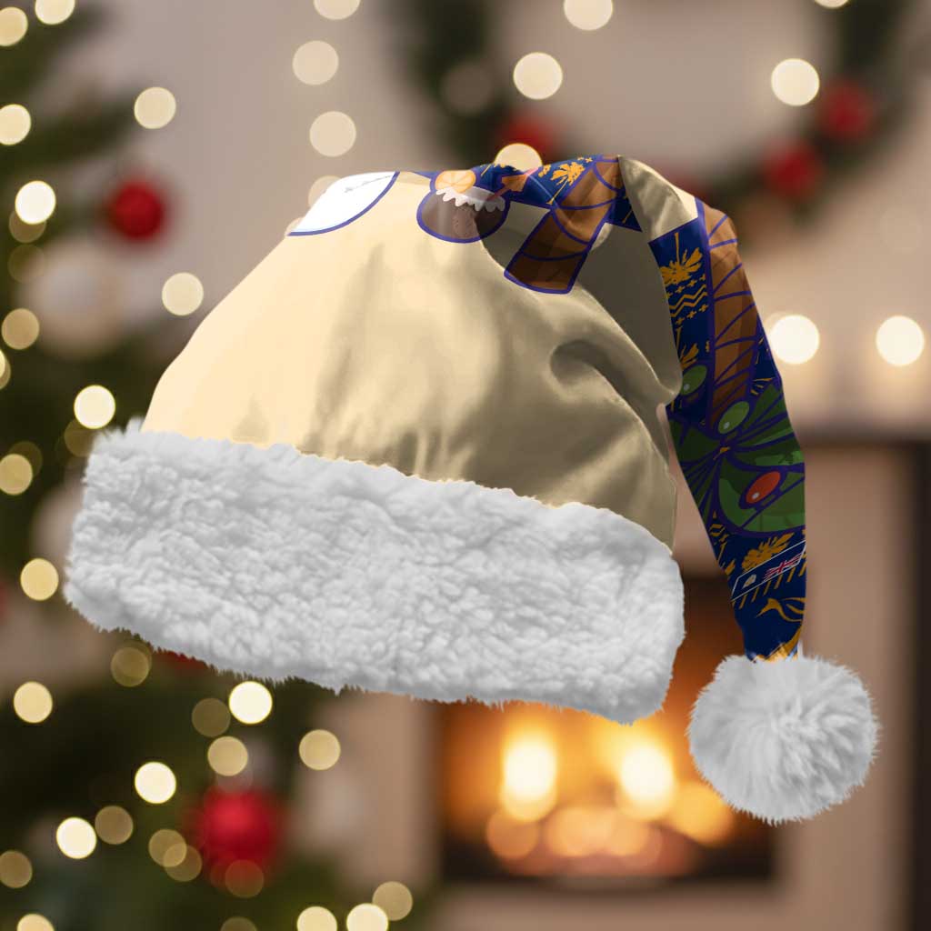 Anguilla Christmas Santa Hat with Snowman Palm Tree Ornaments Coconut Drink and Island Pattern Design - Wonder Print Shop