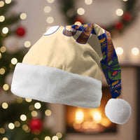 Anguilla Christmas Santa Hat with Snowman Palm Tree Ornaments Coconut Drink and Island Pattern Design - Wonder Print Shop