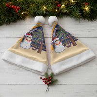 Anguilla Christmas Santa Hat with Snowman Palm Tree Ornaments Coconut Drink and Island Pattern Design - Wonder Print Shop