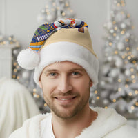 Anguilla Christmas Santa Hat with Snowman Palm Tree Ornaments Coconut Drink and Island Pattern Design - Wonder Print Shop