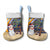 Anguilla Christmas Stocking with Snowman Palm Tree Ornaments Coconut Drink and Island Pattern Design - Wonder Print Shop