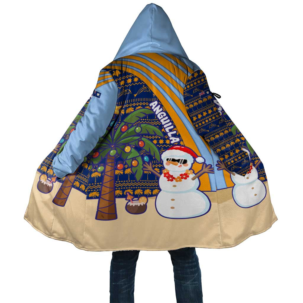 Anguilla Christmas Cloak with Snowman Palm Tree Ornaments Coconut Drink and Island Pattern Design - Wonder Print Shop