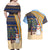 Anguilla Christmas Couples Matching Off Shoulder Maxi Dress and Hawaiian Shirt with Snowman Palm Tree Ornaments Coconut Drink and Island Pattern Design - Wonder Print Shop