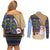 Anguilla Christmas Couples Matching Off Shoulder Short Dress and Long Sleeve Button Shirt with Snowman Palm Tree Ornaments Coconut Drink and Island Pattern Design - Wonder Print Shop