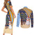Anguilla Christmas Couples Matching Short Sleeve Bodycon Dress and Long Sleeve Button Shirt with Snowman Palm Tree Ornaments Coconut Drink and Island Pattern Design - Wonder Print Shop