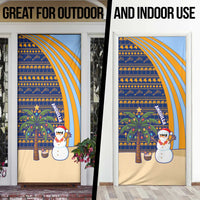 Anguilla Christmas Door Cover with Snowman Palm Tree Ornaments Coconut Drink and Island Pattern Design - Wonder Print Shop