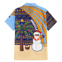 Anguilla Christmas Family Matching Mermaid Dress and Hawaiian Shirt with Snowman Palm Tree Ornaments Coconut Drink and Island Pattern Design - Wonder Print Shop