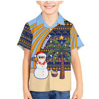 Anguilla Christmas Family Matching Mermaid Dress and Hawaiian Shirt with Snowman Palm Tree Ornaments Coconut Drink and Island Pattern Design - Wonder Print Shop