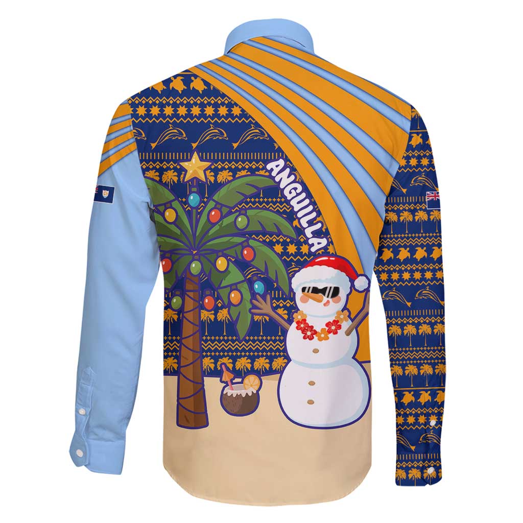 Anguilla Christmas Family Matching Off Shoulder Maxi Dress and Hawaiian Shirt with Snowman Palm Tree Ornaments Coconut Drink and Island Pattern Design - Wonder Print Shop
