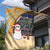 Anguilla Christmas Garden Flag with Snowman Palm Tree Ornaments Coconut Drink and Island Pattern Design - Wonder Print Shop