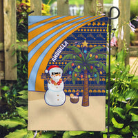 Anguilla Christmas Garden Flag with Snowman Palm Tree Ornaments Coconut Drink and Island Pattern Design - Wonder Print Shop