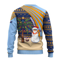 Anguilla Christmas Ugly Christmas Sweater with Snowman Palm Tree Ornaments Coconut Drink and Island Pattern Design - Wonder Print Shop