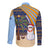 Anguilla Christmas Long Sleeve Button Shirt with Snowman Palm Tree Ornaments Coconut Drink and Island Pattern Design - Wonder Print Shop