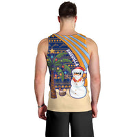Anguilla Christmas Men Tank Top with Snowman Palm Tree Ornaments Coconut Drink and Island Pattern Design - Wonder Print Shop