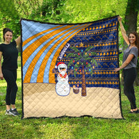 Anguilla Christmas Quilt with Snowman Palm Tree Ornaments Coconut Drink and Island Pattern Design - Wonder Print Shop