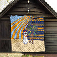 Anguilla Christmas Quilt with Snowman Palm Tree Ornaments Coconut Drink and Island Pattern Design - Wonder Print Shop